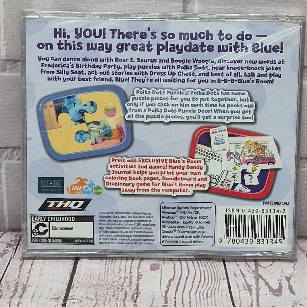 Nick Jr. Blue's Clues Room Blue Talks! Manual & Activity 2004 PC CD-ROM, Sealed!